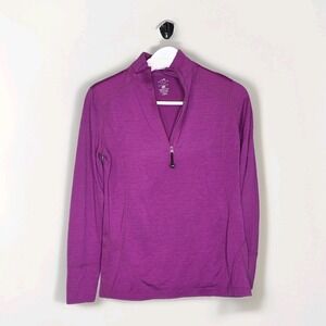 Polar Edge Fuchsia 100% Merino Wool 1/4 Zip Long Sleeve Base Layer Shirt Sz LG